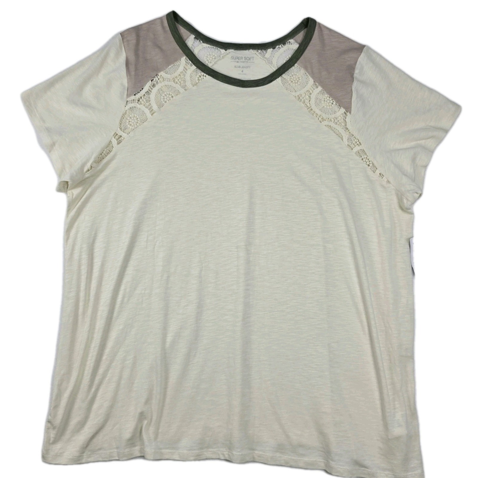 Torrid Super Soft Slub Jersey Crochet Varsity Tee Size 4xl Nwt